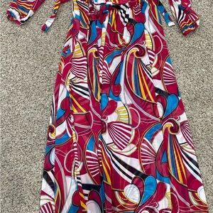 Votique Los Angeles 2 Piece Sheer Maxi Skirt Swim Cover-Up Top Size Lrg Colorful